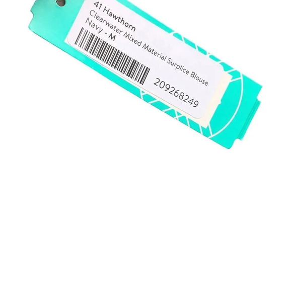 NEW 41 Hawthorn Women Medium Blue Floral Clearwater Surplice Blouse - Picture 5 of 6